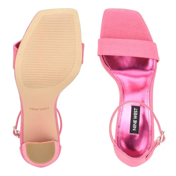 Marrie Ankle Strap Sandals Pink Raffia Women Nine West Heels