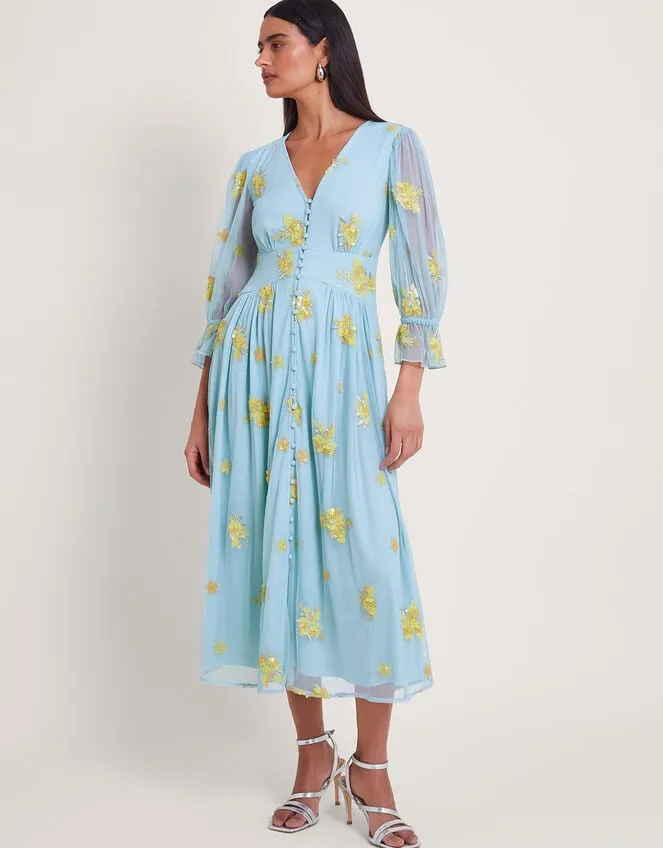 Martha Embellished Tea Dress Blue Women Monsoon Dresses
