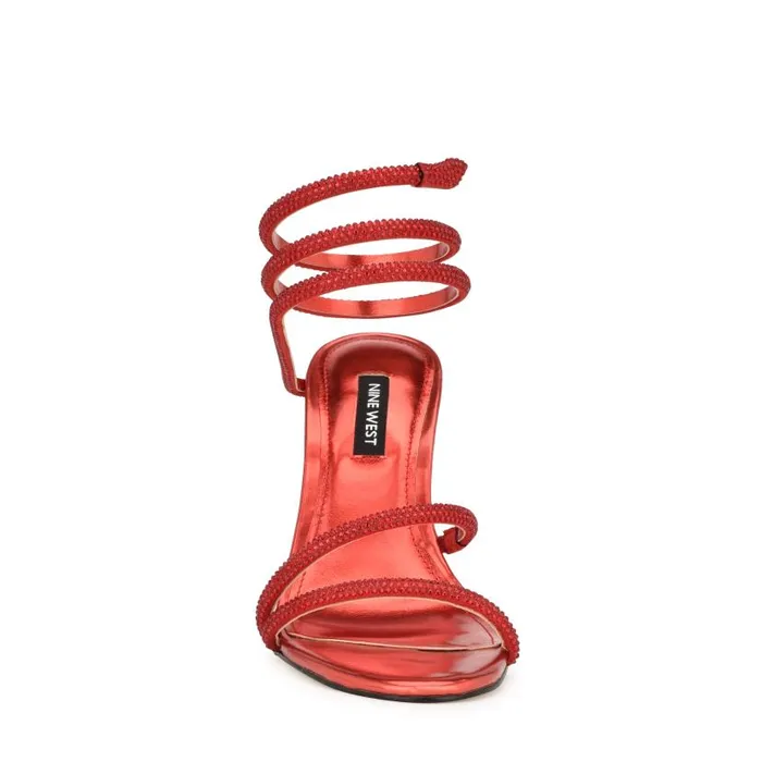 Maskil Ankle Wrap Heeled Sandals Red Women Nine West Heels