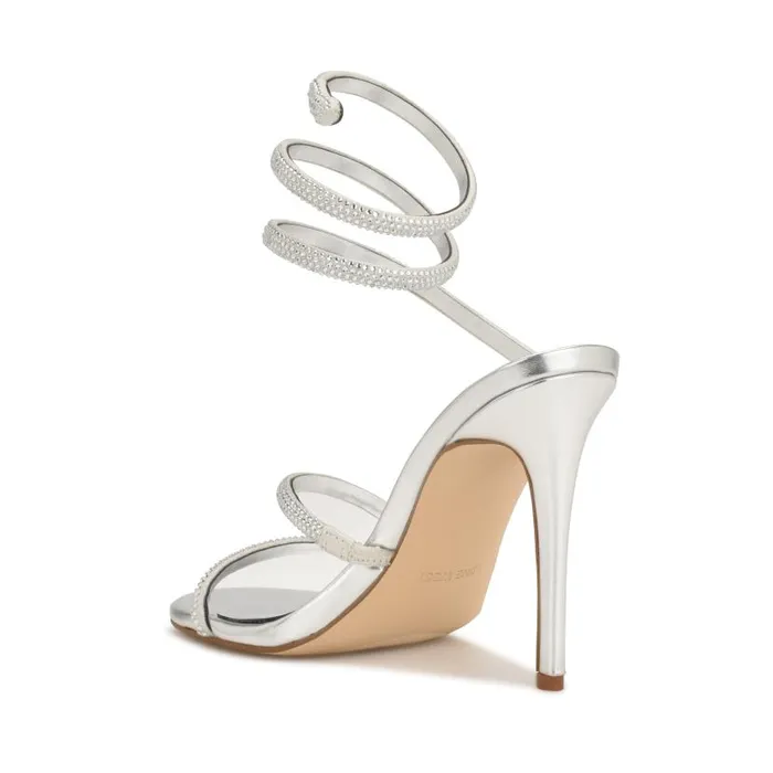 Maskil Ankle Wrap Heeled Sandals Silver Shimmer Women Nine West Sandals