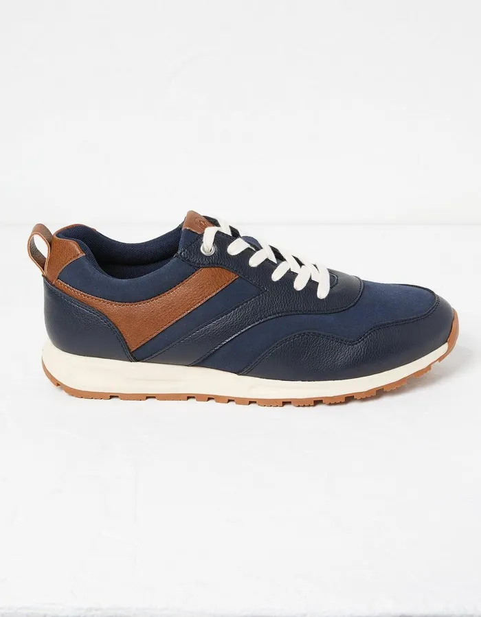Maximus Leather Trainer Navy Men FatFace Trainers