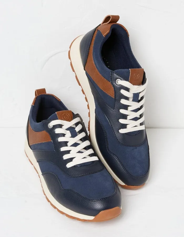 Maximus Leather Trainer Navy Men FatFace Trainers