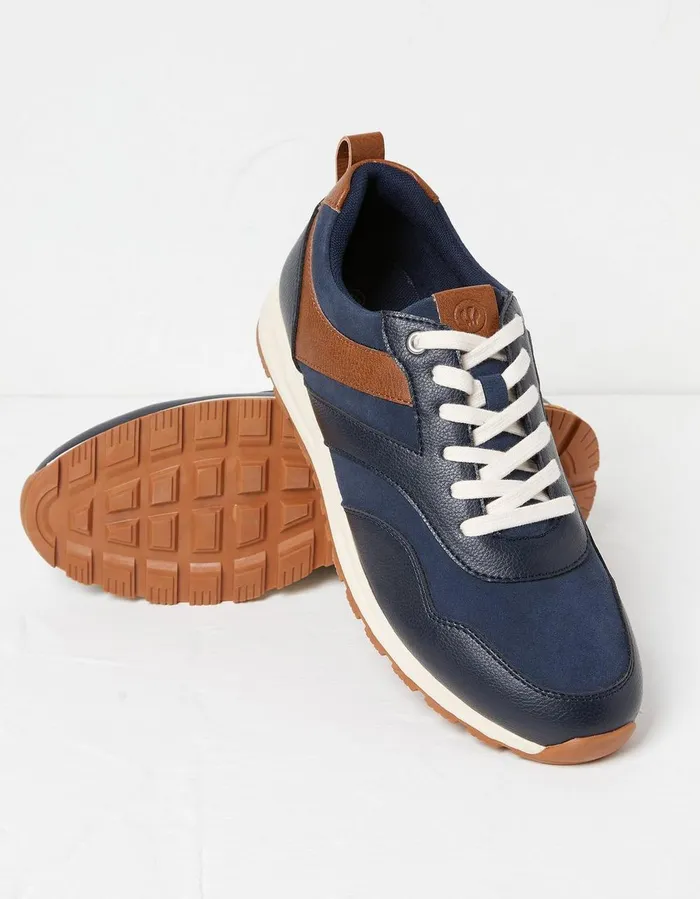 Maximus Leather Trainer Navy Men FatFace Trainers