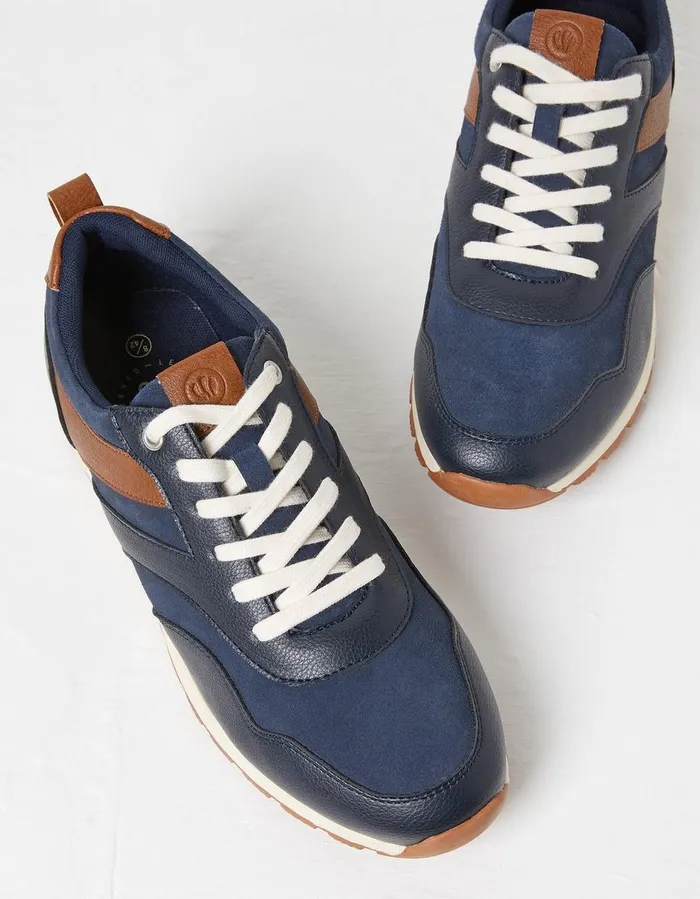 Maximus Leather Trainer Navy Men FatFace Trainers