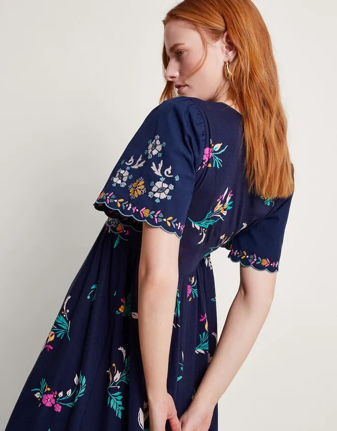 Maya Floral Embroidered Dress Blue Women Monsoon Dresses