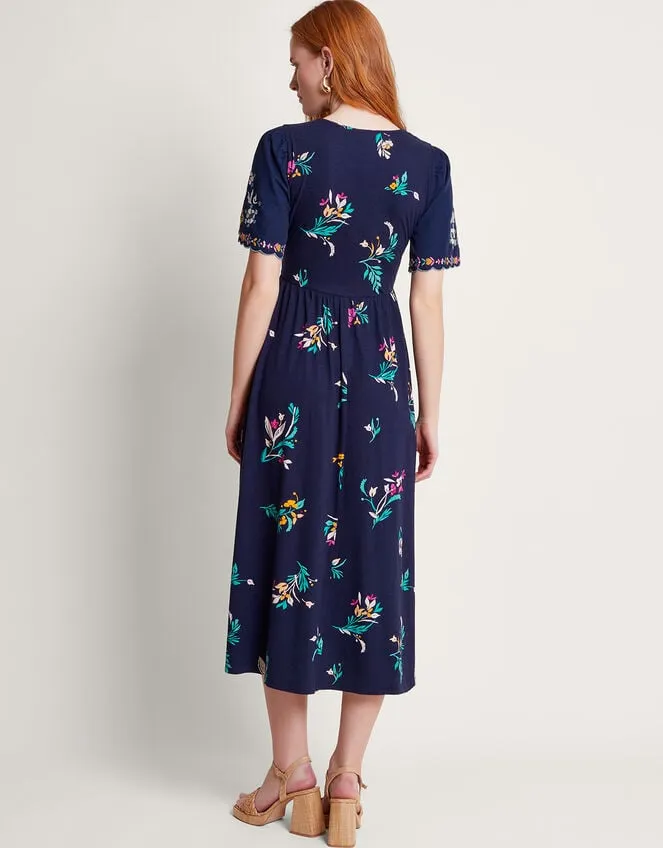 Maya Floral Embroidered Dress Blue Women Monsoon Dresses