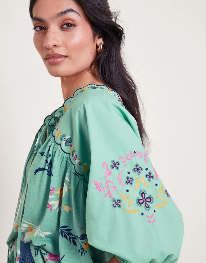 Maya Floral Embroidered Top Green Women Monsoon Casualwear