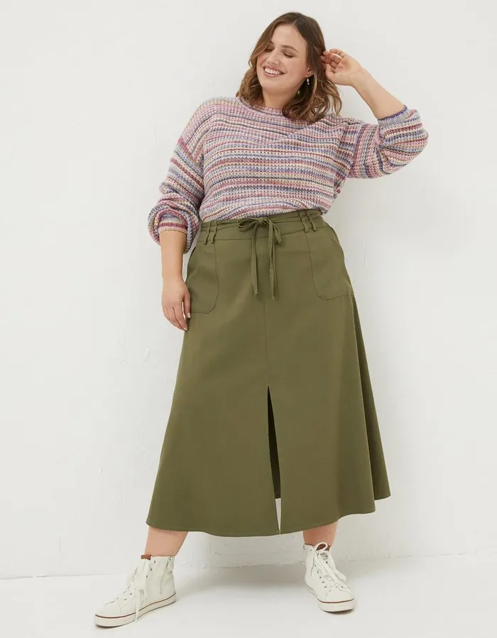 Melanie Utility Midi Skirt Khaki Green Women FatFace Skirts
