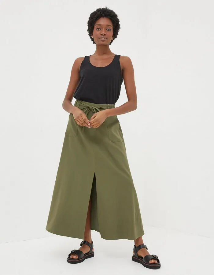 Melanie Utility Midi Skirt Khaki Green Women FatFace Skirts