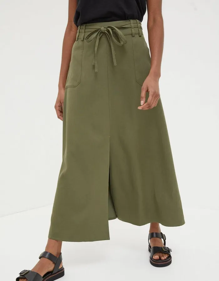 Melanie Utility Midi Skirt Khaki Green Women FatFace Skirts