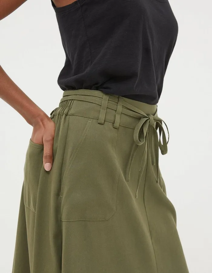 Melanie Utility Midi Skirt Khaki Green Women FatFace Skirts