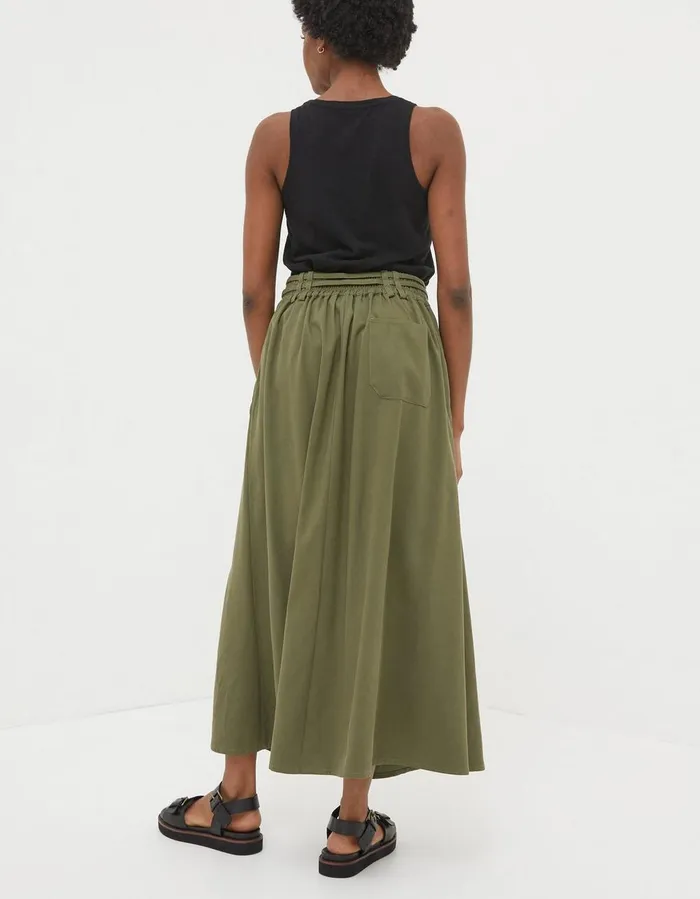 Melanie Utility Midi Skirt Khaki Green Women FatFace Skirts