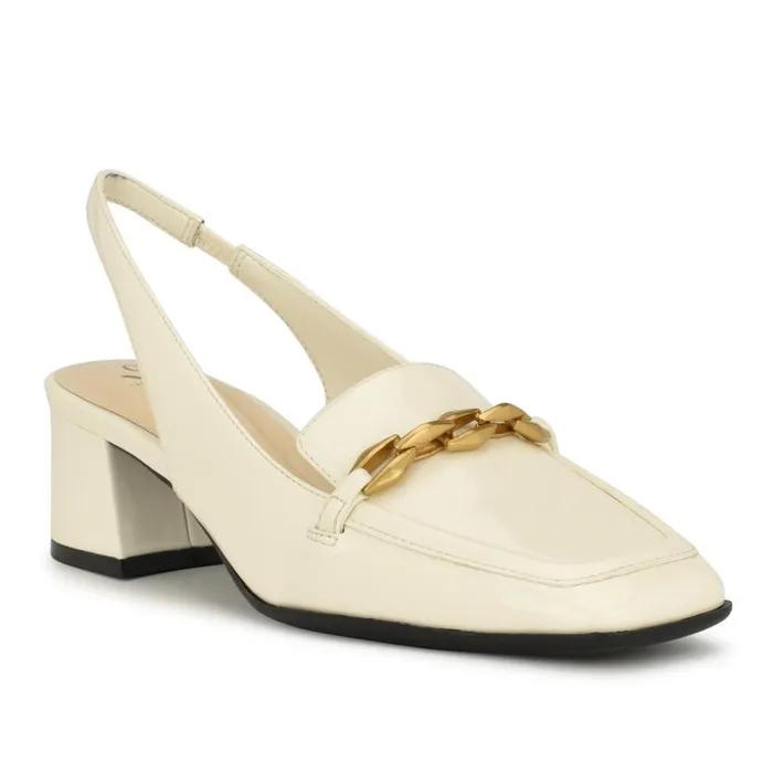 Mella 92159 Block Heel Slingbacks Ivory Women Nine West Heels