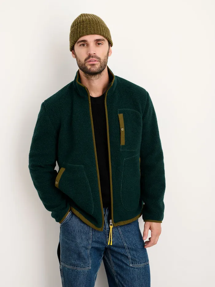 Men Alex Mill Jackets Coats Alta Sherpa Jacket In Italian Wool Dark Green