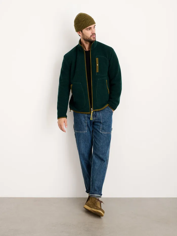 Men Alex Mill Jackets Coats Alta Sherpa Jacket In Italian Wool Dark Green