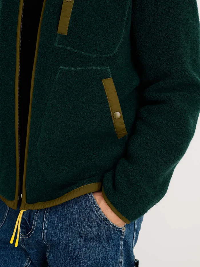 Men Alex Mill Jackets Coats Alta Sherpa Jacket In Italian Wool Dark Green