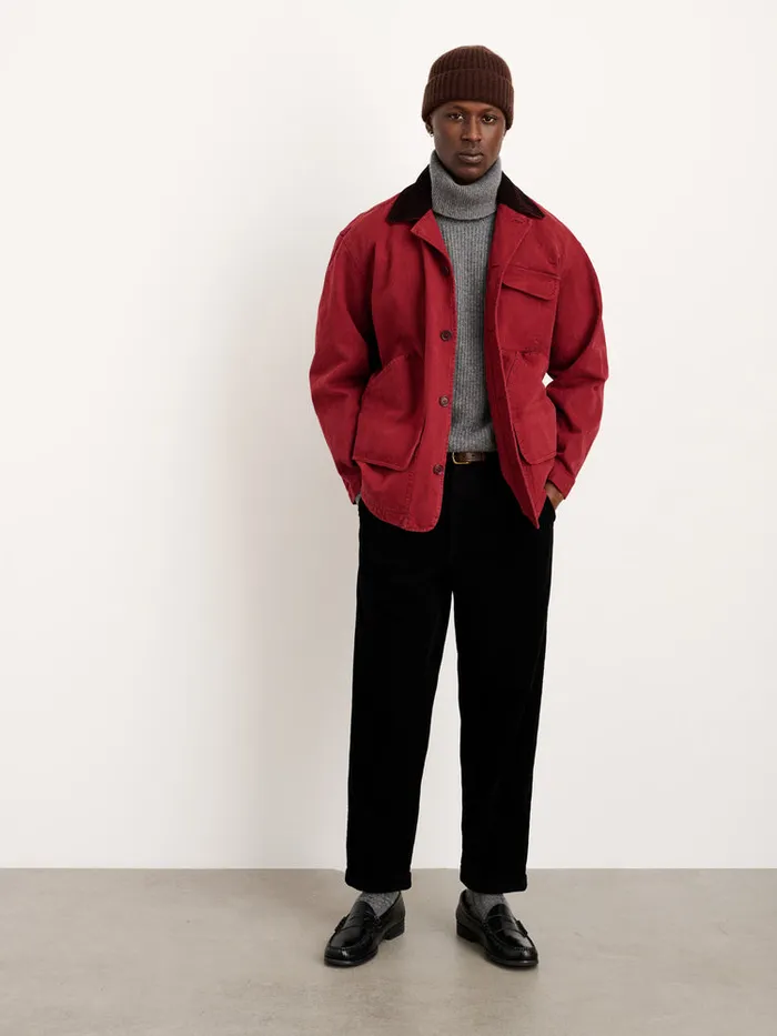 Men Alex Mill Jackets Coats Frontier Jacket In Recycled Canvas Firebrick