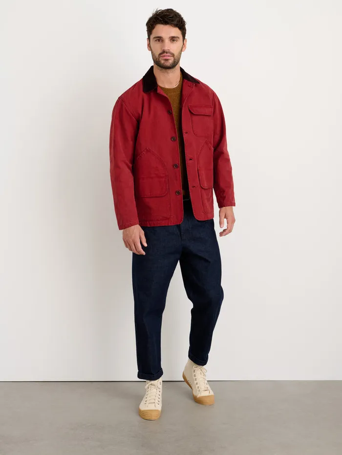 Men Alex Mill Jackets Coats Frontier Jacket In Recycled Canvas Firebrick