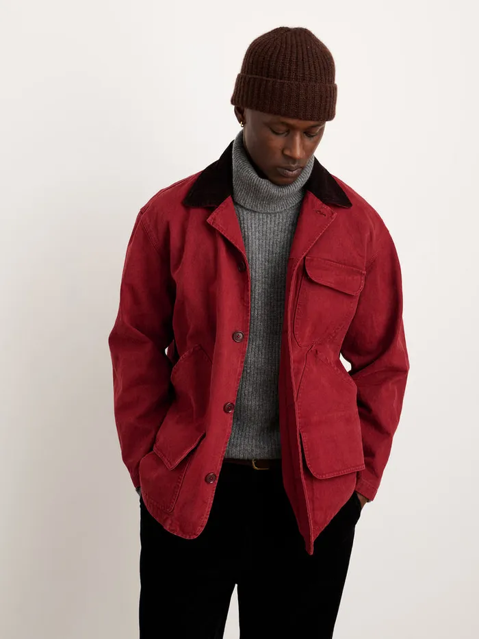 Men Alex Mill Jackets Coats Frontier Jacket In Recycled Canvas Firebrick