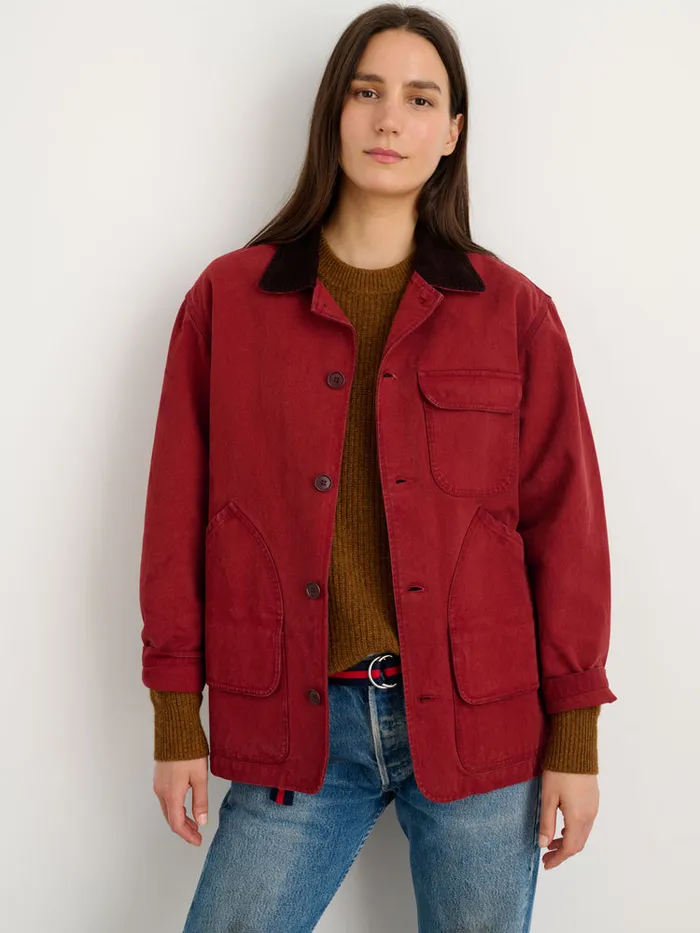 Men Alex Mill Jackets Coats Frontier Jacket In Recycled Canvas Firebrick