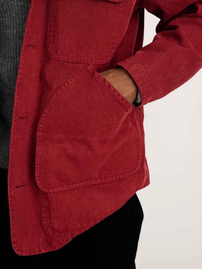 Men Alex Mill Jackets Coats Frontier Jacket In Recycled Canvas Firebrick