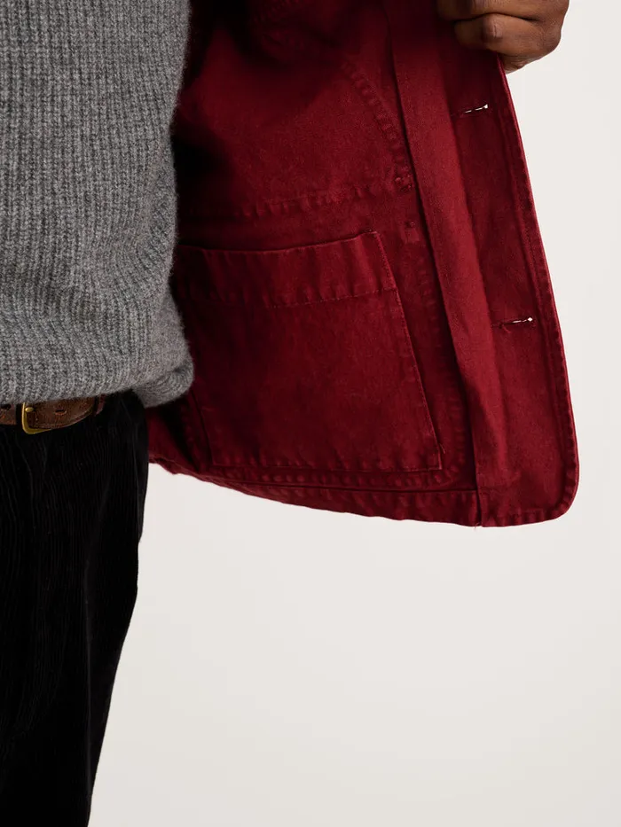 Men Alex Mill Jackets Coats Frontier Jacket In Recycled Canvas Firebrick