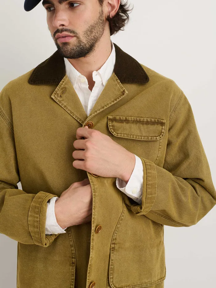 Men Alex Mill Jackets Coats Frontier Jacket In Recycled Canvas Khaki