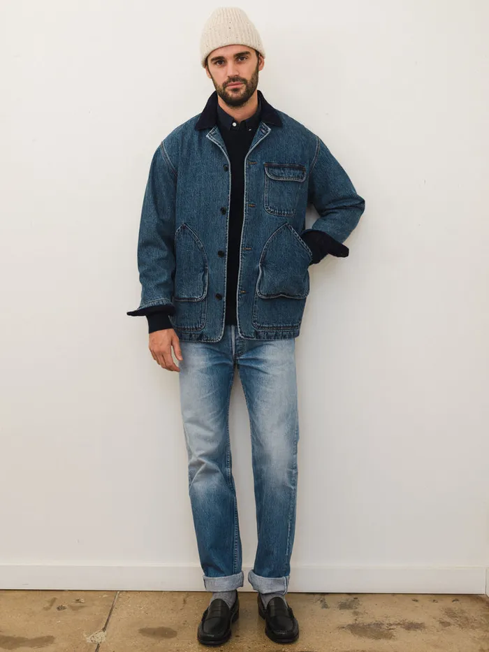 Men Alex Mill Jackets Coats Frontier Jacket In Vintage Wash Denim