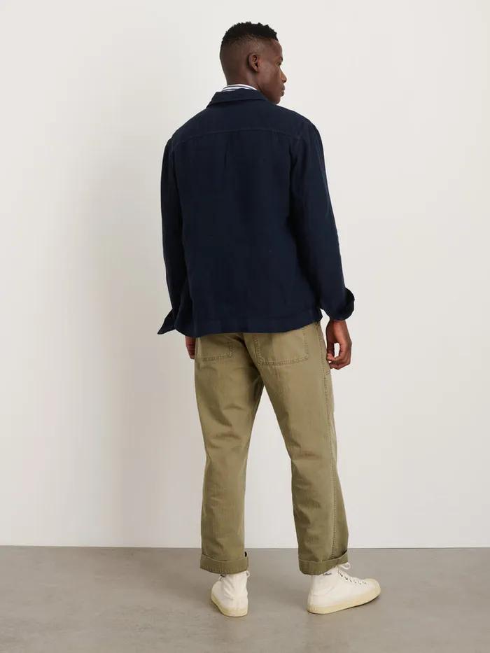 Men Alex Mill Jackets Coats Garment Dyed Work Jacket In Linen Dark Navy