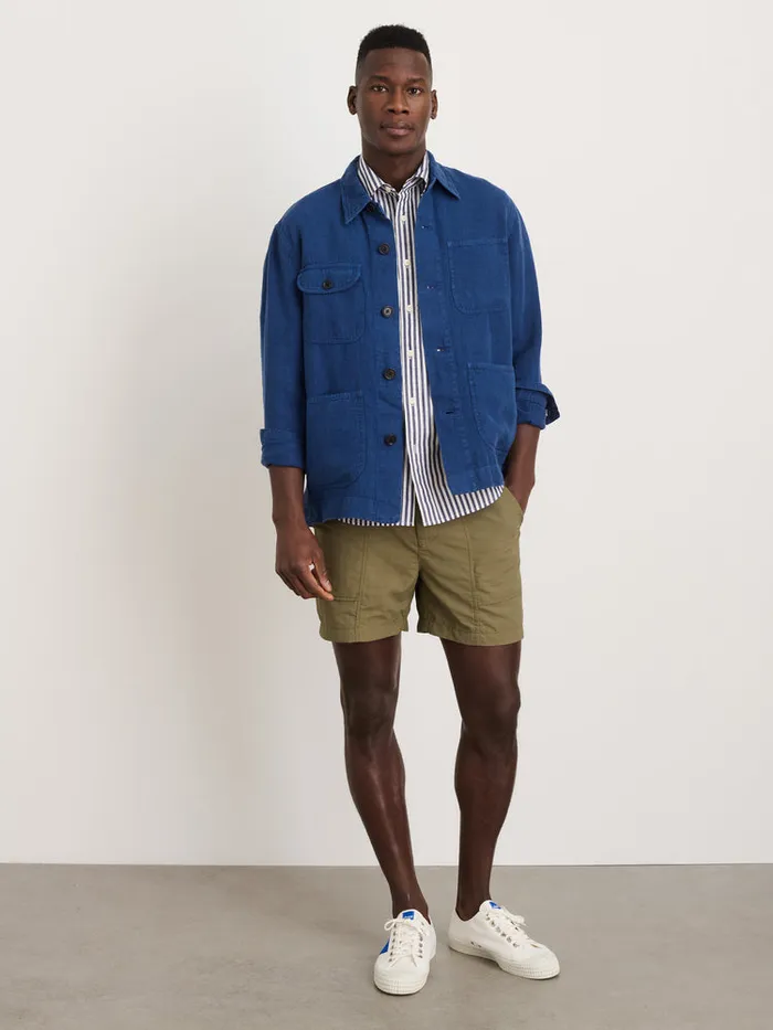Men Alex Mill Jackets Coats Garment Dyed Work Jacket In Linen French Navy