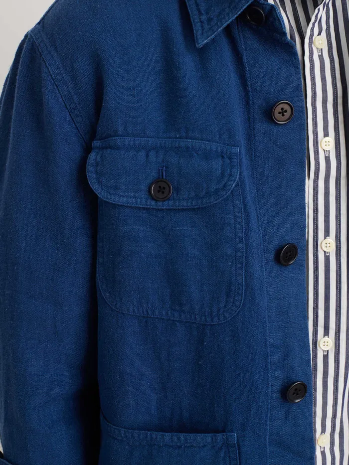 Men Alex Mill Jackets Coats Garment Dyed Work Jacket In Linen French Navy