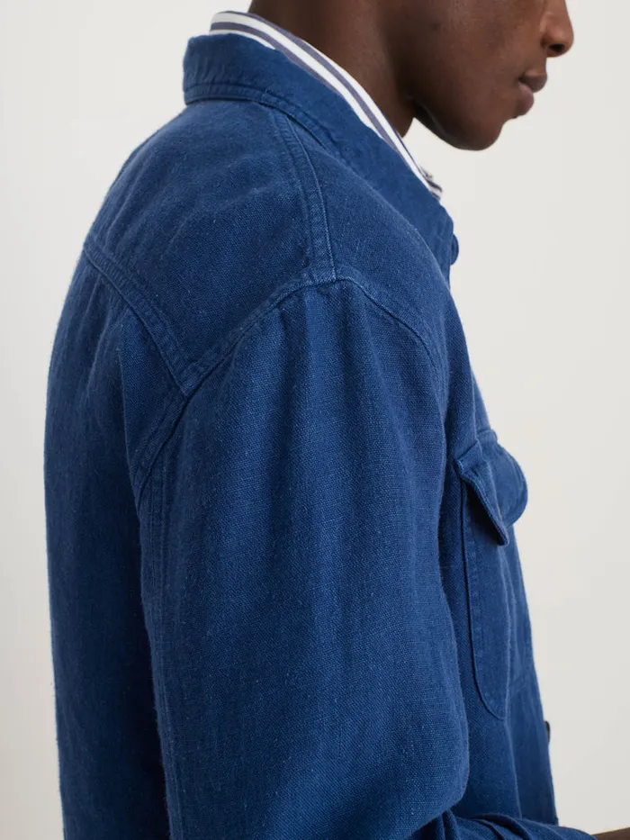 Men Alex Mill Jackets Coats Garment Dyed Work Jacket In Linen French Navy