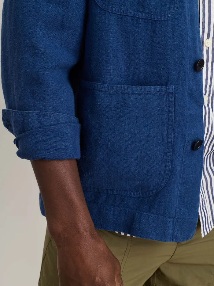 Men Alex Mill Jackets Coats Garment Dyed Work Jacket In Linen French Navy