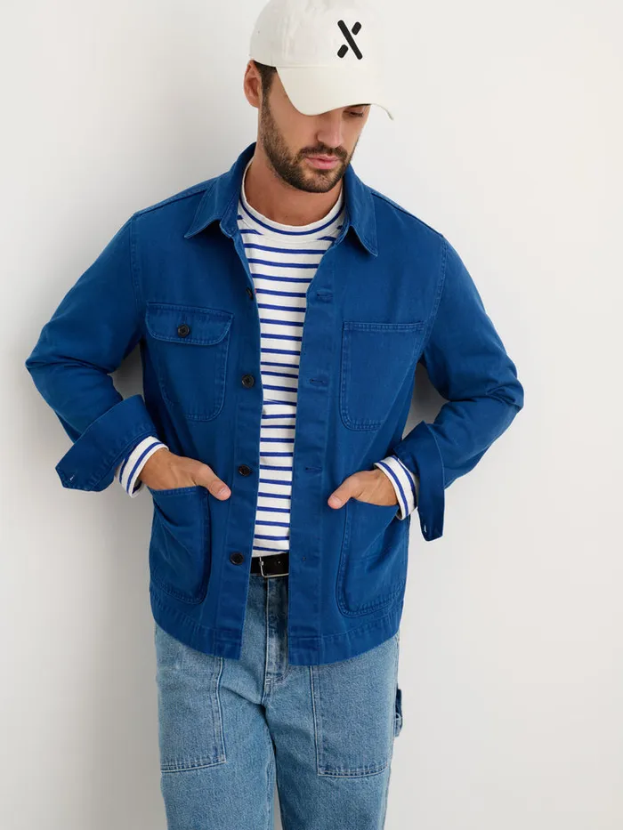 Men Alex Mill Jackets Coats Garment Dyed Work Jacket In Recycled Denim French Navy