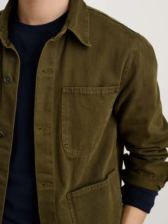 Men Alex Mill Jackets Coats Garment Dyed Work Jacket In Recycled Denim Military Olive
