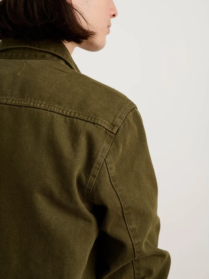 Men Alex Mill Jackets Coats Garment Dyed Work Jacket In Recycled Denim Military Olive