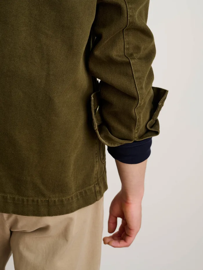Men Alex Mill Jackets Coats Garment Dyed Work Jacket In Recycled Denim Military Olive