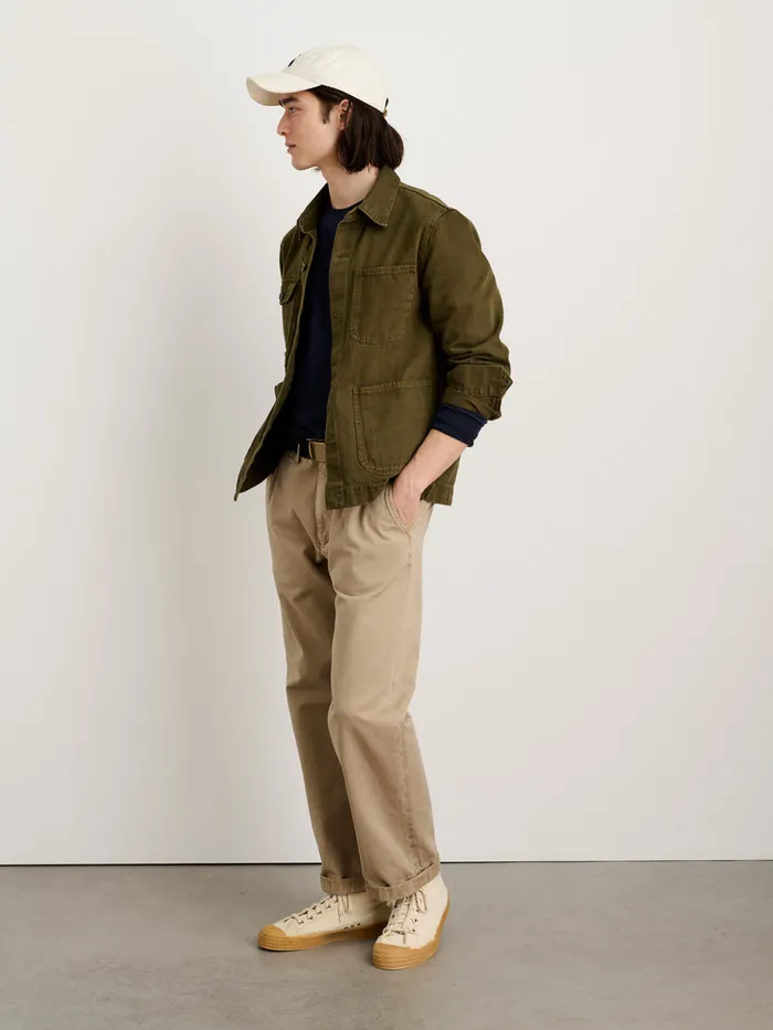 Men Alex Mill Jackets Coats Garment Dyed Work Jacket In Recycled Denim Military Olive