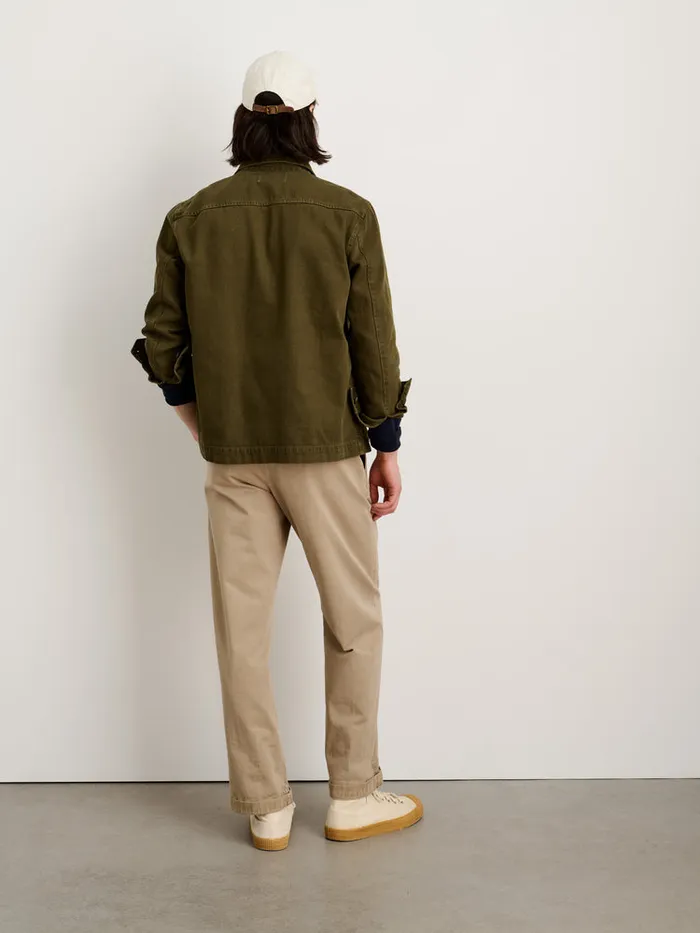 Men Alex Mill Jackets Coats Garment Dyed Work Jacket In Recycled Denim Military Olive