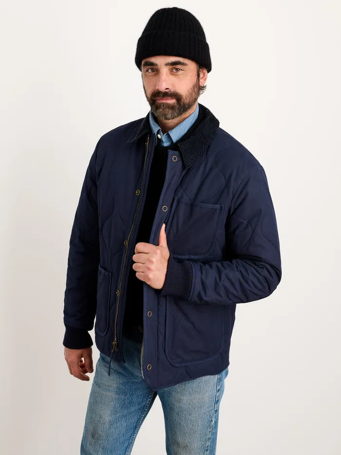 Men Alex Mill Jackets Coats Philip Jacket In Quilted Cotton Nylon Dark Navy