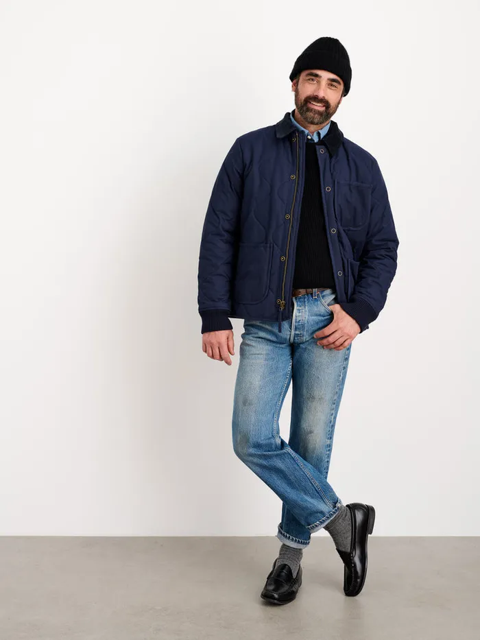 Men Alex Mill Jackets Coats Philip Jacket In Quilted Cotton Nylon Dark Navy