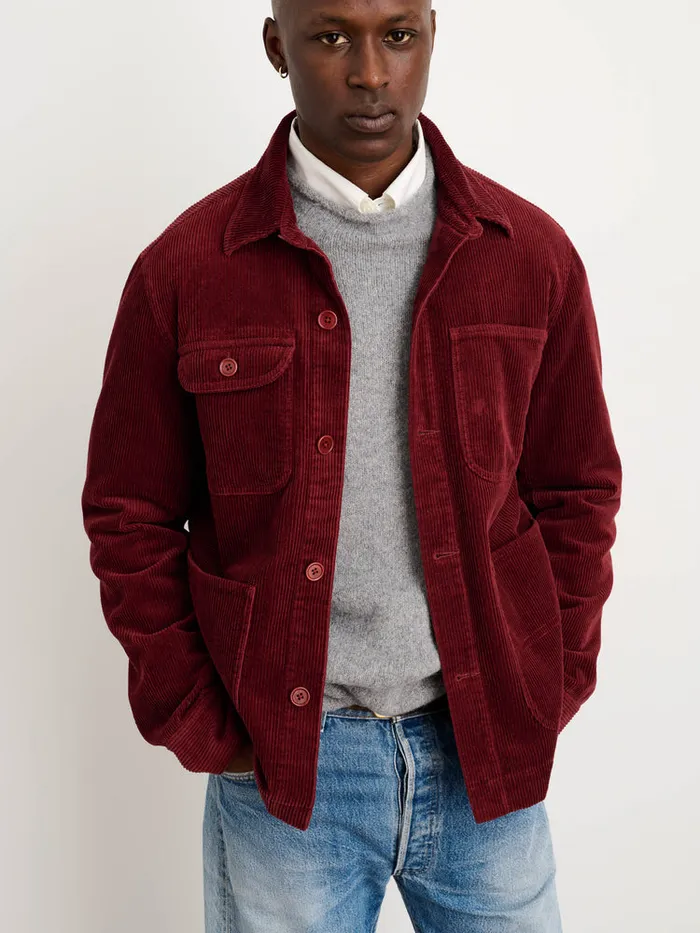 Men Alex Mill Jackets Coats Work Jacket In Wide Wale Corduroy Dark Currant