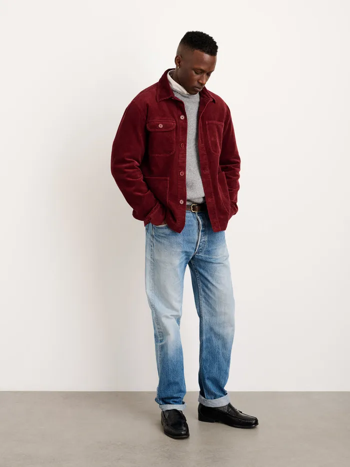 Men Alex Mill Jackets Coats Work Jacket In Wide Wale Corduroy Dark Currant