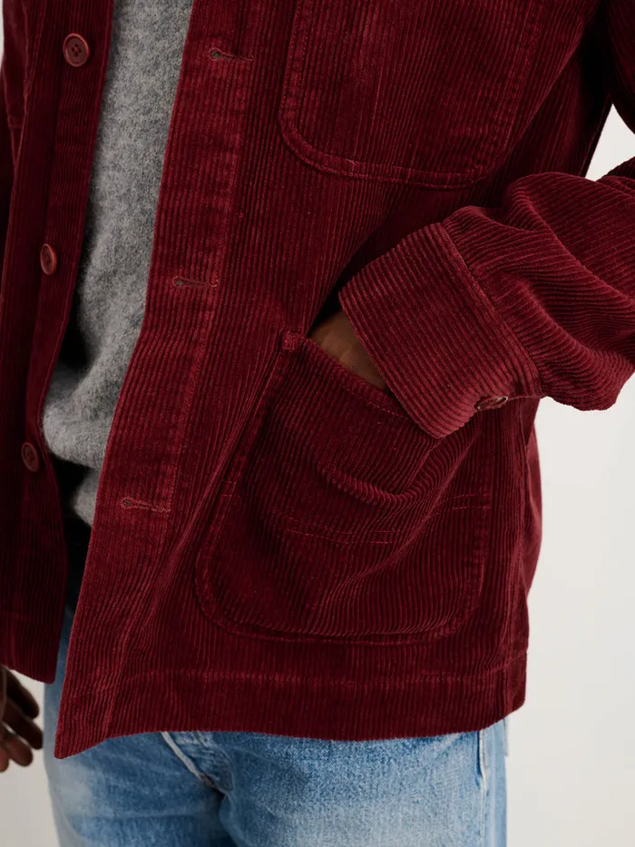 Men Alex Mill Jackets Coats Work Jacket In Wide Wale Corduroy Dark Currant