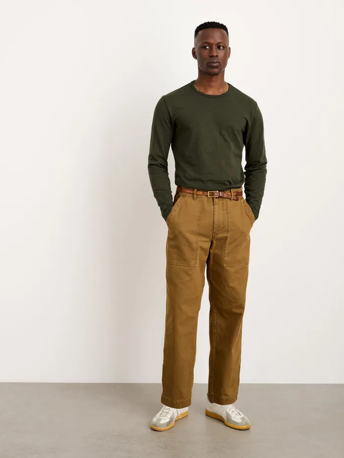 Men Alex Mill Pants Field Pant In Herringbone Dark Khaki