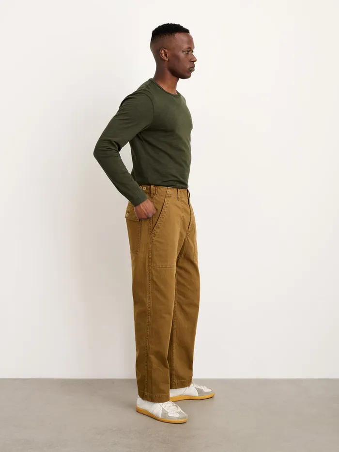 Men Alex Mill Pants Field Pant In Herringbone Dark Khaki