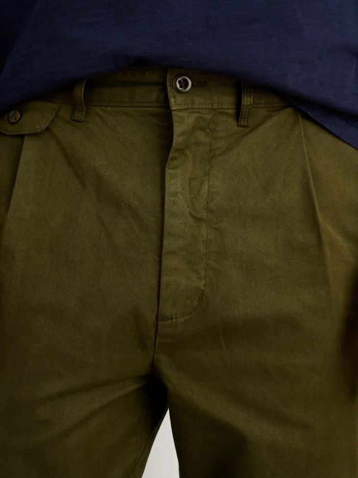 Men Alex Mill Pants Standard Pleated Pant In Chino Long Inseam Military Olive