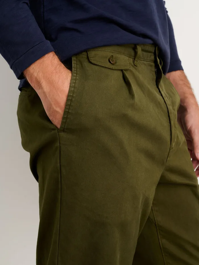 Men Alex Mill Pants Standard Pleated Pant In Chino Long Inseam Military Olive