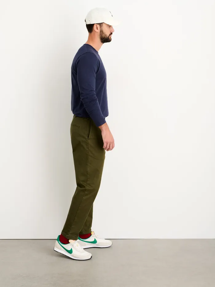 Men Alex Mill Pants Standard Pleated Pant In Chino Long Inseam Military Olive