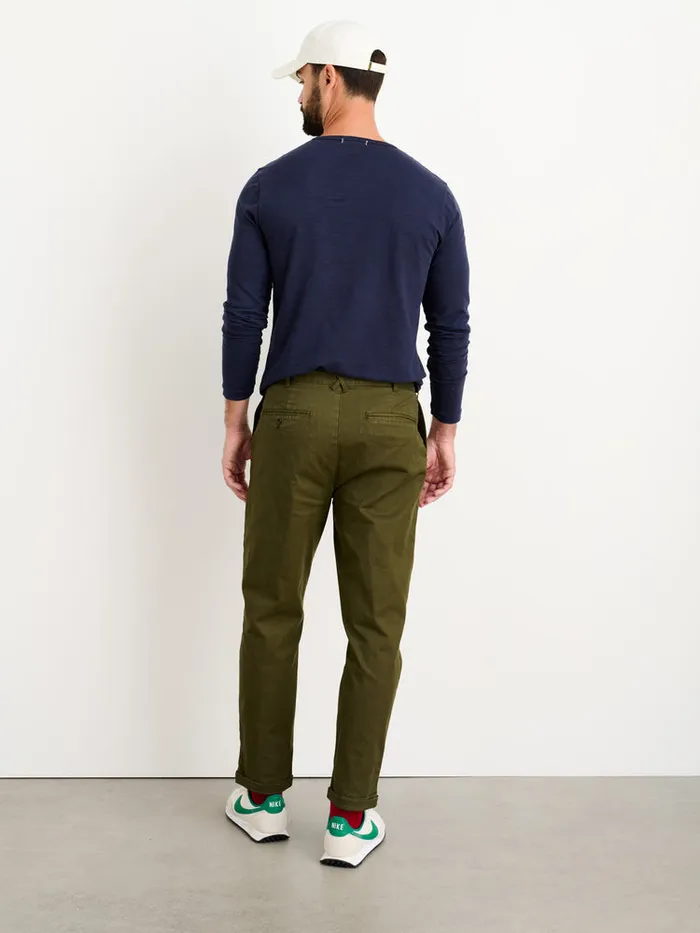 Men Alex Mill Pants Standard Pleated Pant In Chino Long Inseam Military Olive